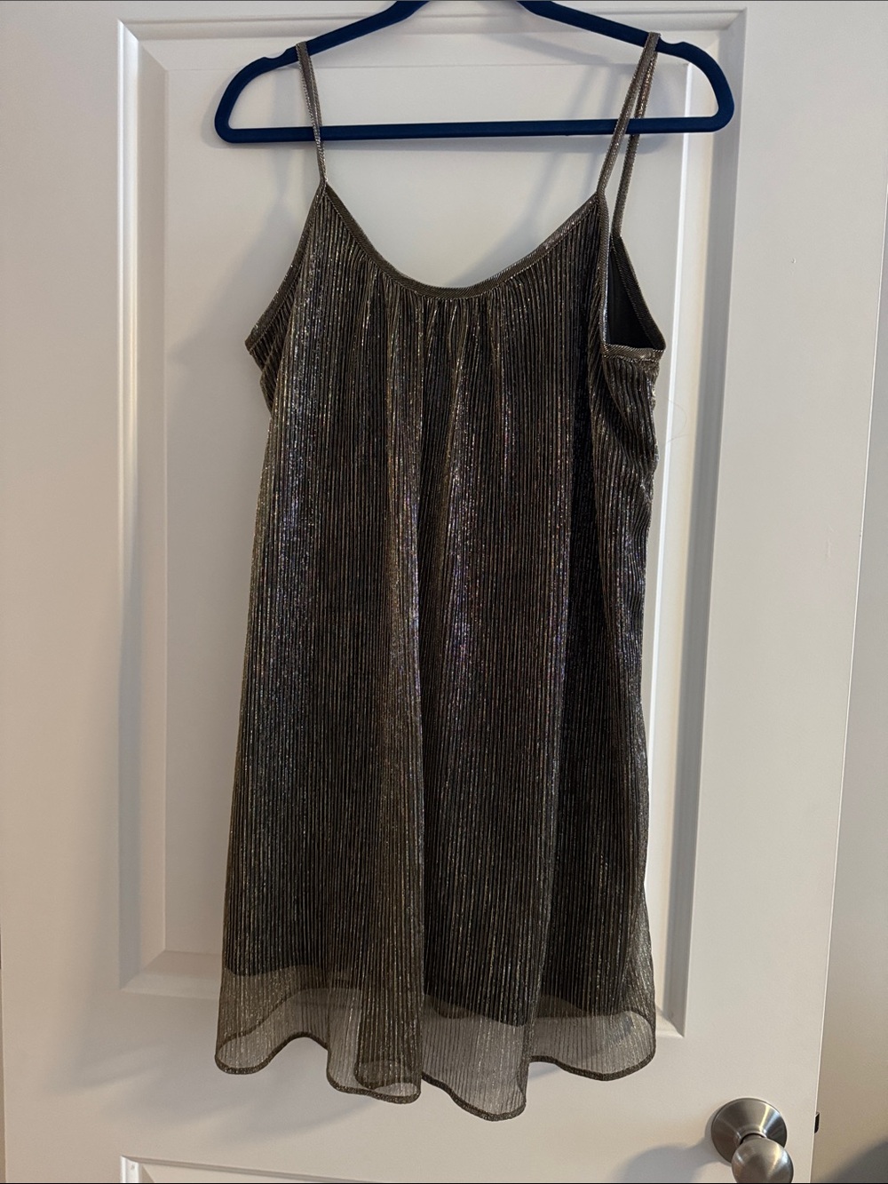 Metallic Gold Slip Dress with Thin Straps